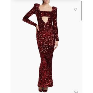 NWT Michael Costello Collection Charleston Cut-Out Sequined Gown Size 4 $995